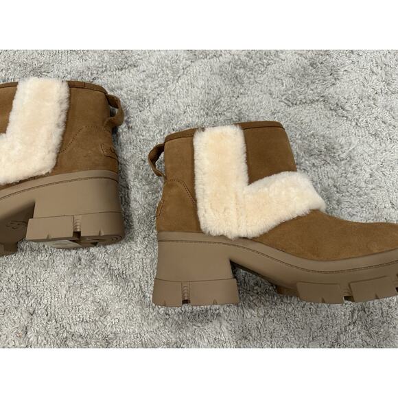 UGG Brooklyn Sunburst Platform Boots Women's Chestnut Suede US 12 - Picture 6 of 10